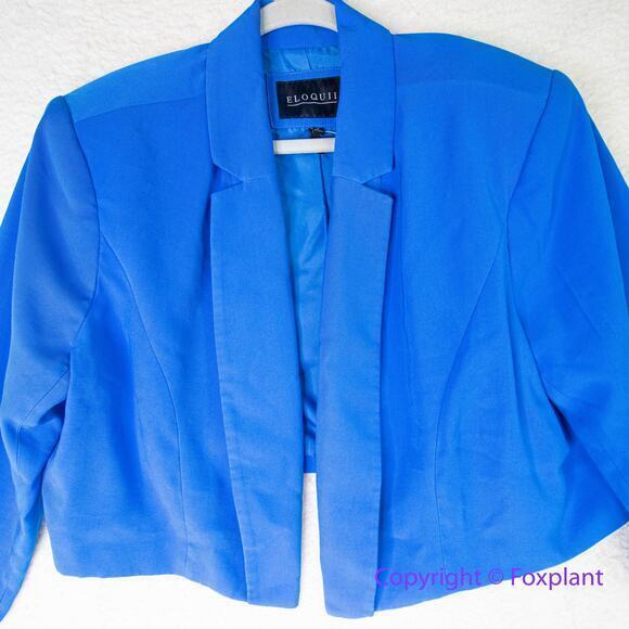 Eloquii Blue Crop Blazer, women plus size 16 - Picture 4 of 12